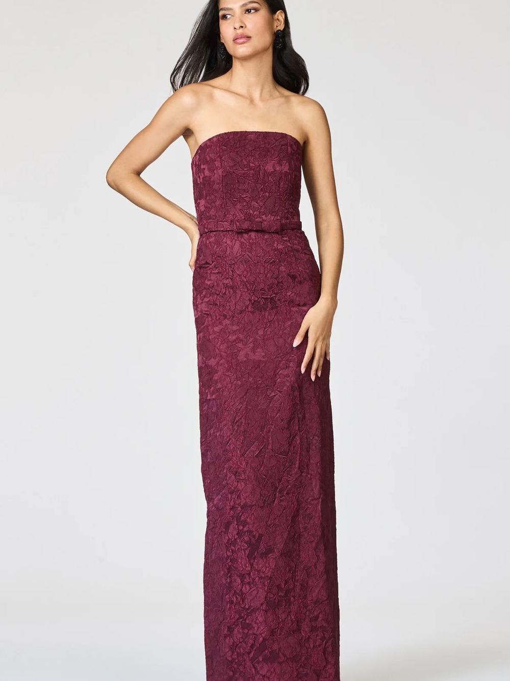 Sachin + Babi Strapless Lace Gown in Napa (Burgundy)